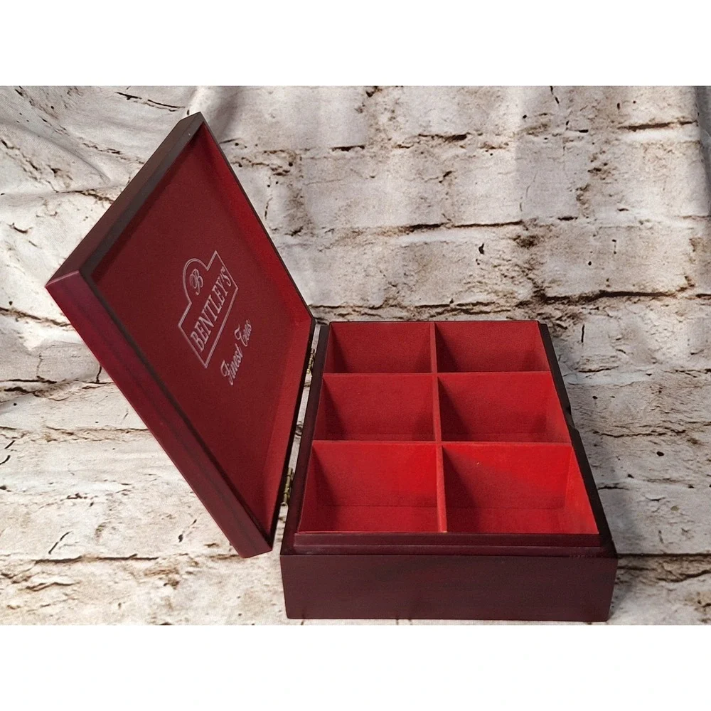 Lovely & Exquisite Cherry wood box for Bentley's Finest Tea‎ removable dividers